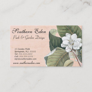 Elegante tarjeta de visita antigua Magnolia grabad