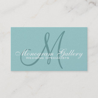Elegante tarjeta de visita Aqua Monograma Personal