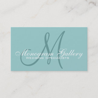 Elegante tarjeta de visita Aqua Monograma Personal