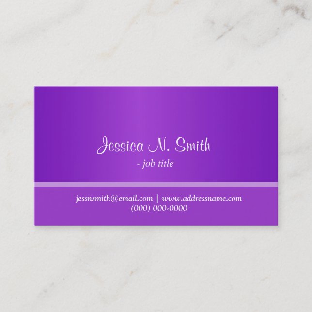 Elegante tarjeta de visita azul violeta. (Anverso)