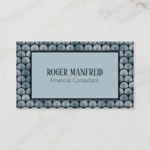 Elegante tarjeta de visita Blue and Black Art Deco