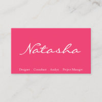 Elegante tarjeta de visita Blue Pink White Script