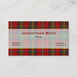 Elegante tarjeta de visita Boyd Red Plaid Personal