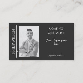 Elegante tarjeta de visita con código QR y foto