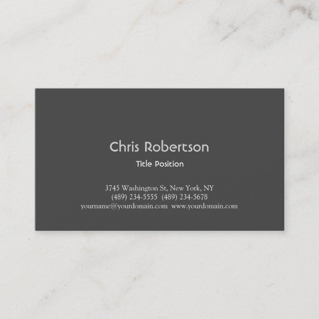 Elegante tarjeta de visita con encanto gris de mod (Anverso)