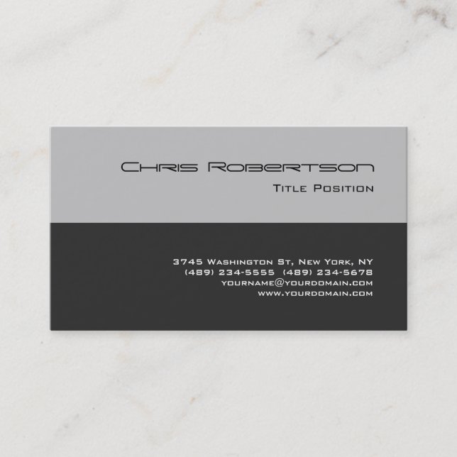 Elegante tarjeta de visita con encanto gris platea (Anverso)