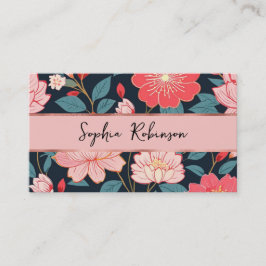 Elegante tarjeta de visita con flores de cerezo ro