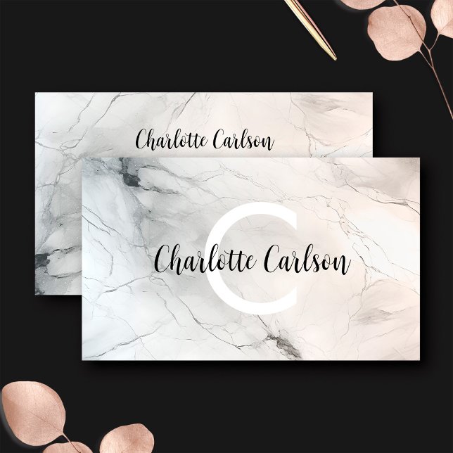 Elegante tarjeta de visita con guión de monograma  (Subido por el creador)