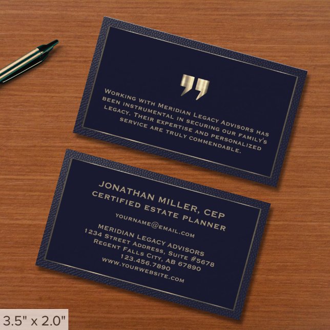 Elegante tarjeta de visita con testimonio (Subido por el creador)