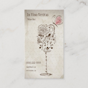 Elegante tarjeta de visita de bar de vinos de épo