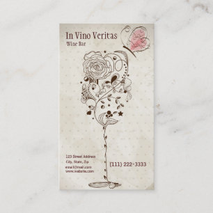 Elegante tarjeta de visita de bar de vinos de époc