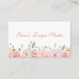 Elegante tarjeta de visita de borde floral rosa Ru