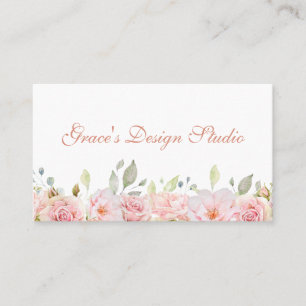 Elegante tarjeta de visita de borde floral rosa Ru