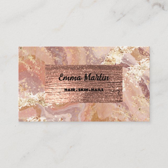 Elegante tarjeta de visita de bronce Gold Agate (Anverso)
