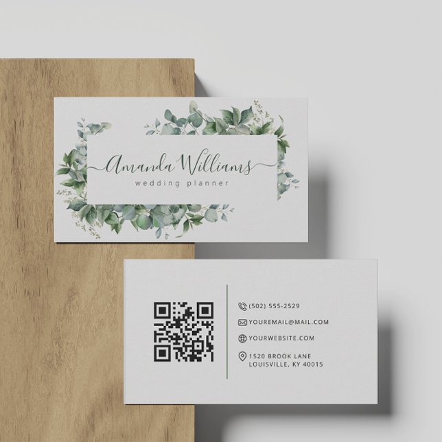 Elegante tarjeta de visita de código QR floral ver (Subido por el creador)