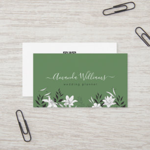 Elegante tarjeta de visita de código QR floral ver