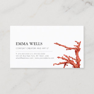 Elegante tarjeta de visita de coral Minimalista