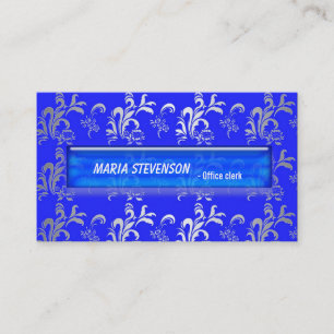 Elegante tarjeta de visita de damasco azul