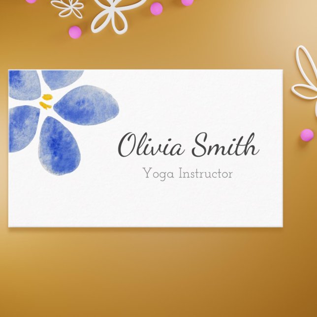 Elegante tarjeta de visita de flores de acuarela a (Elegant blue watercolor flower business card)