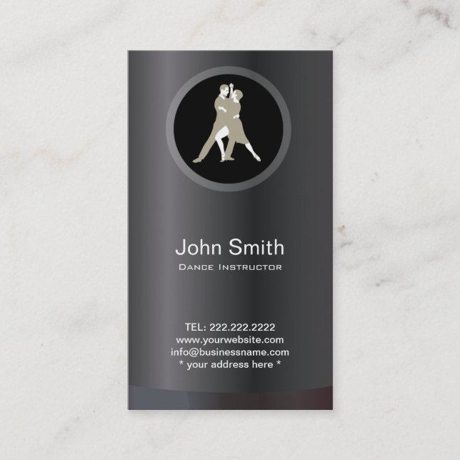 Elegante tarjeta de visita de la lección de baile  (Anverso)