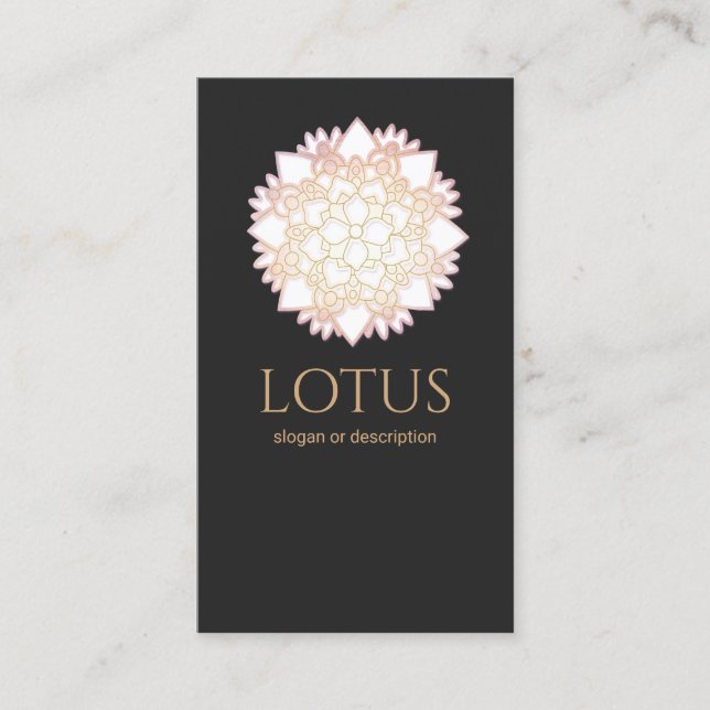 Elegante tarjeta de visita de Lotus de oro blanco (Anverso)
