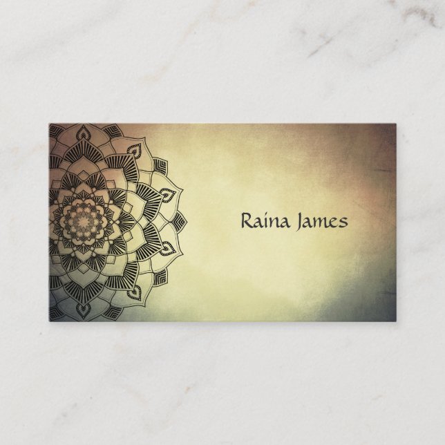 Elegante tarjeta de visita de Lotus Mandala (Anverso)