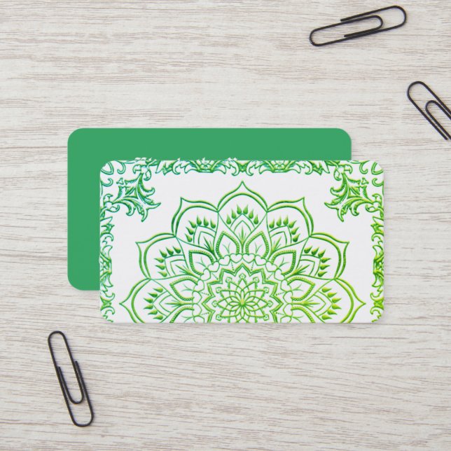 Elegante tarjeta de visita de Lotus Mandala Ombre (Anverso/Reverso In Situ)