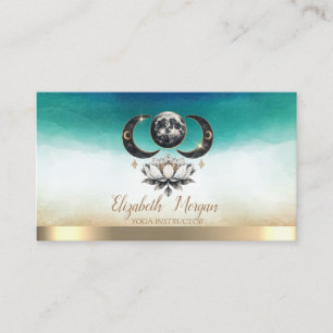 Elegante tarjeta de visita de Lotus Moon Watercolo