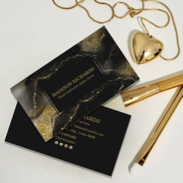 Elegante tarjeta de visita de lujo Marble Gold Bla