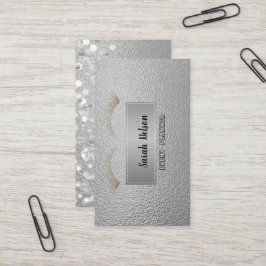 Elegante tarjeta de visita de lujo plateado Faux L