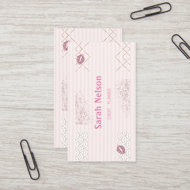 Elegante tarjeta de visita de lujo rosa dulce (Anverso/Reverso In Situ)