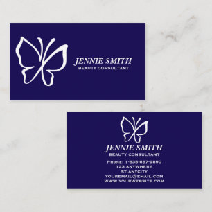 Elegante tarjeta de visita de mariposa púrpura