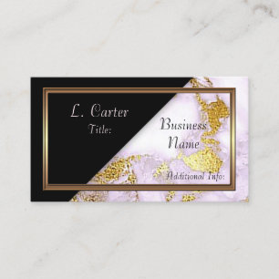 Elegante tarjeta de visita de mármol blanco y dora
