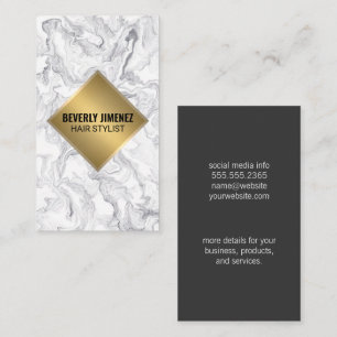 Elegante tarjeta de visita de mármol / metal dorad
