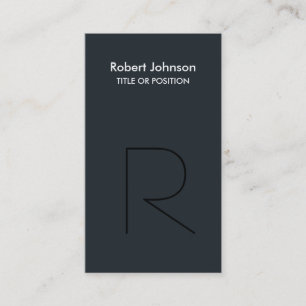 Elegante tarjeta de visita de monograma negro gris