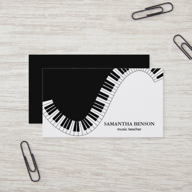 Elegante tarjeta de visita de músico con nota musi (Anverso/Reverso In Situ)