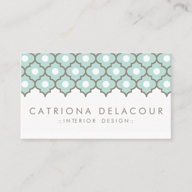 Elegante tarjeta de visita de patrón marroquí azul (Anverso)