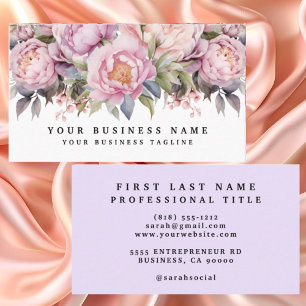Elegante tarjeta de visita de peonies