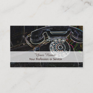 Elegante tarjeta de visita de teléfono retro-pop 