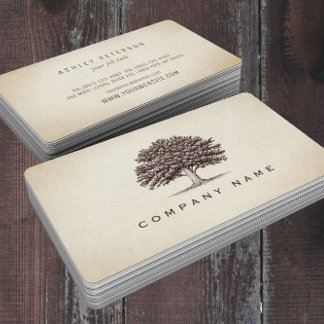 Elegante tarjeta de visita de un viejo roble vinta