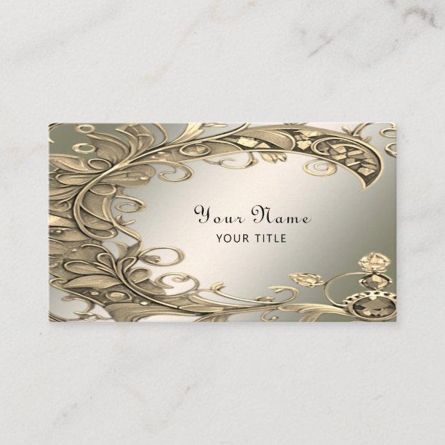 Elegante tarjeta de visita decorativa de oro moder (Anverso)