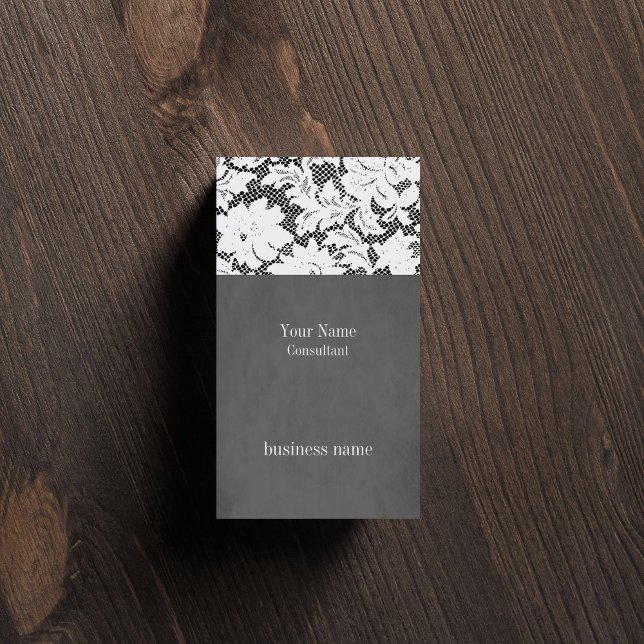 Elegante tarjeta de visita del consultor de encaje (Subido por el creador)