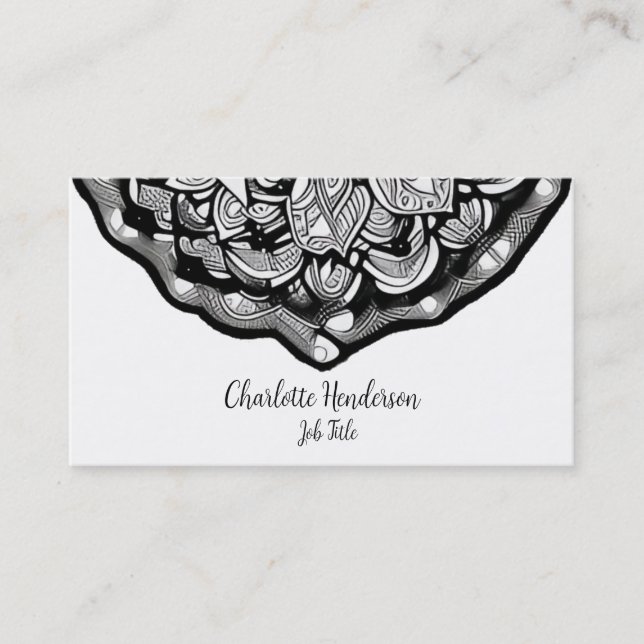Elegante tarjeta de visita en blanco y negro (Anverso)