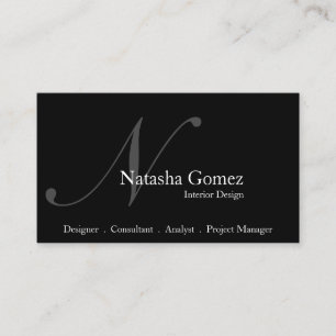 Elegante tarjeta de visita en monograma gris y neg