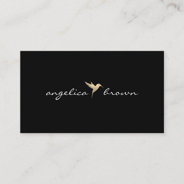 Elegante tarjeta de visita Faux Gold Humming Bird (Anverso)
