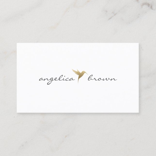 Elegante tarjeta de visita Faux Gold Humming Bird (Anverso)