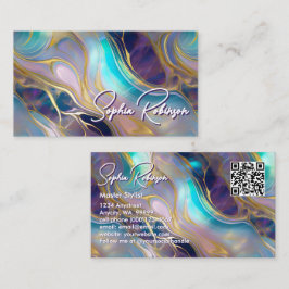 Elegante tarjeta de visita Faux Gold y Opal Stone