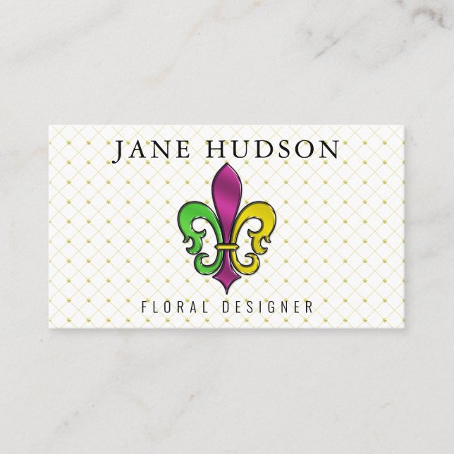 Elegante tarjeta de visita Fleur de Lis (Anverso)