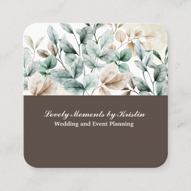 Elegante tarjeta de visita floral acuática (Anverso)