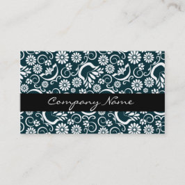 Elegante tarjeta de visita floral blanca y negra